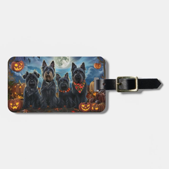 Scottish Terrier Halloween Spooky Luggage Tag (Front Horizontal)