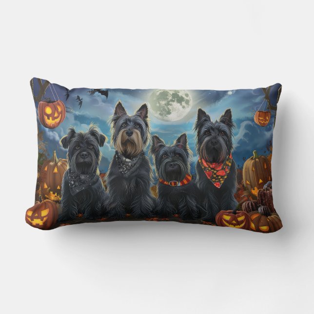 Scottish Terrier Halloween Spooky Lumbar Pillow (Front)