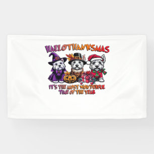 Scottish Terrier Halloween Thanksgiving Christmas Banner