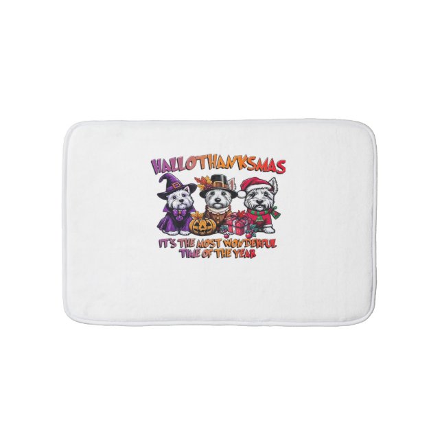 Scottish Terrier Halloween Thanksgiving Christmas  Bath Mat (Front)