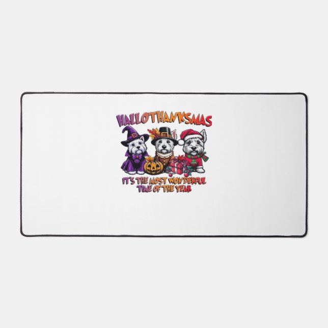 Scottish Terrier Halloween Thanksgiving Christmas  Desk Mat (Front)