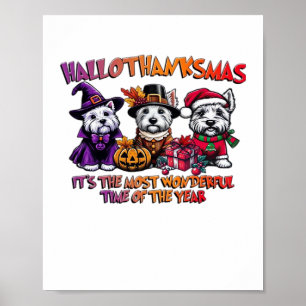 Scottish Terrier Halloween Thanksgiving Christmas Poster