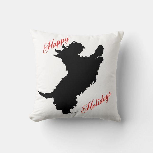 Scottish Terrier Happy Holidays Throw Pillow (Front)