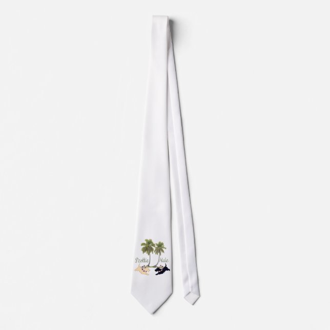 Scottish Terrier Hawaiian Design Tie (Front)