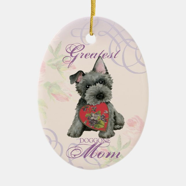Scottish Terrier Heart Mom Céramique Ornement (Devant)
