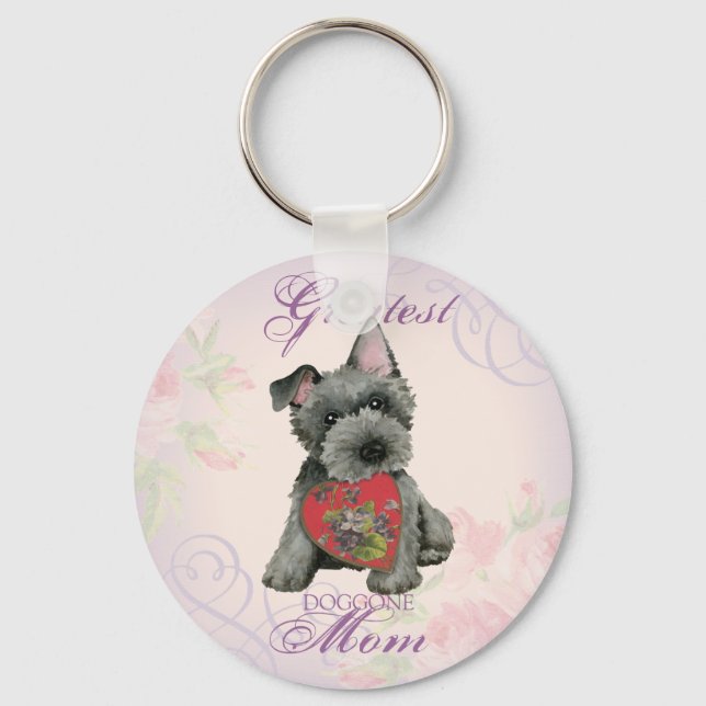 Scottish Terrier Heart Mom Keychain (Front)