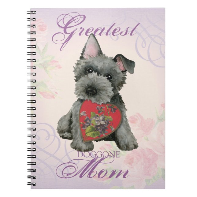 Scottish Terrier Heart Mom Notebook (Front)