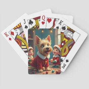 Scottish Terrier Helping Santa’s Elves Christmas Playing Cards