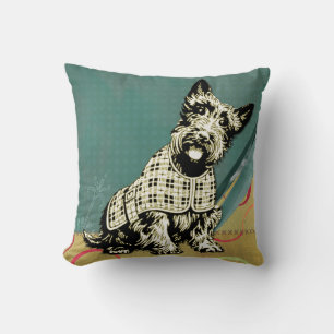 Scottish Terrier Home Decor turquoise pink Throw Pillow