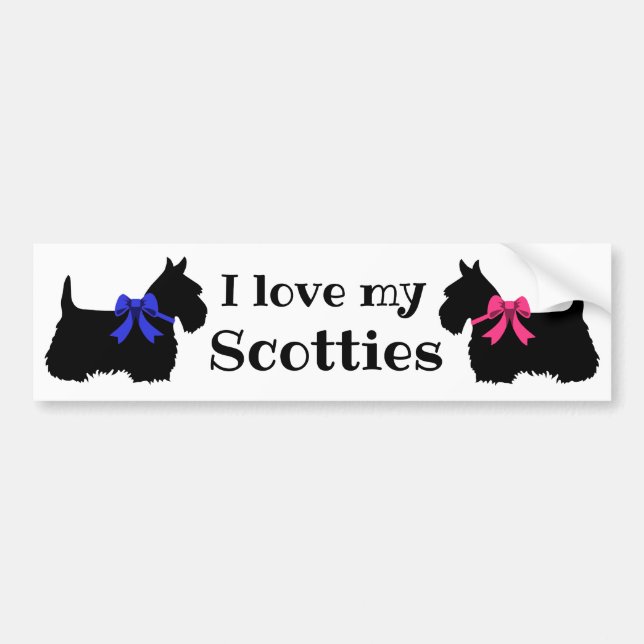 Scottish Terrier, I love my Scotties, with bow Bumper Sticker (Front)