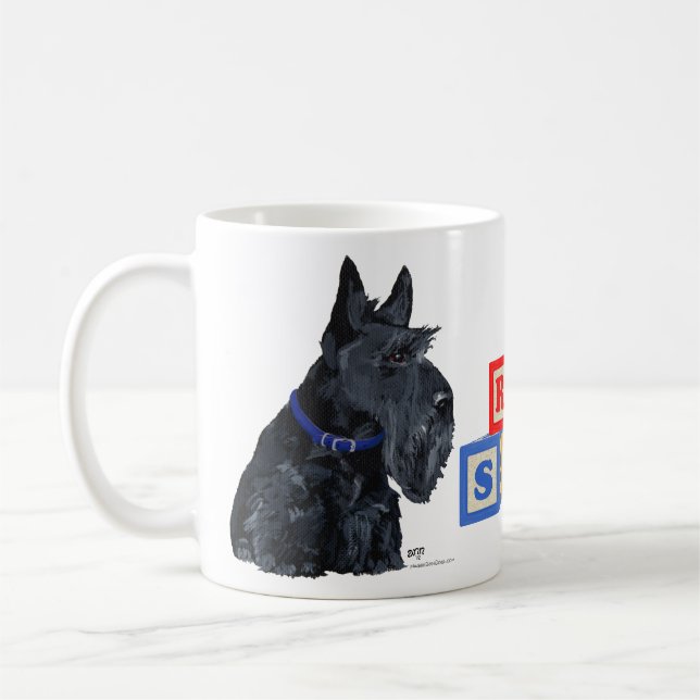 Scottish Terrier in a Blue Collar Coffee Mug (Left)
