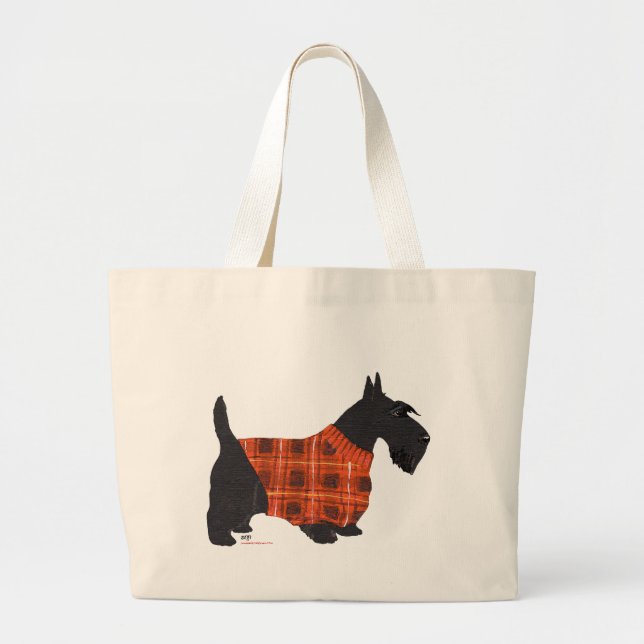 Scottish Terrier in a Sweater Large Tote Bag (Front)