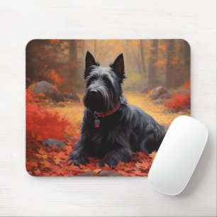 Scottish Terrier in Autumn Leaves Fall Inspire Mouse Pad