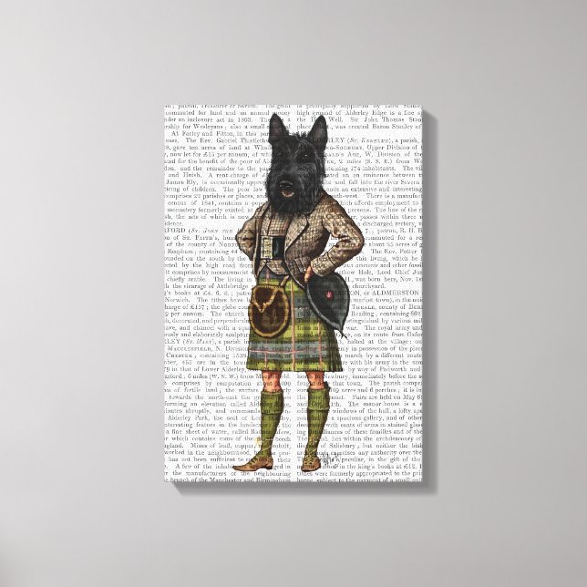 Scottish Terrier in Kilt Canvas Print (Front)