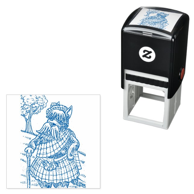 SCOTTISH TERRIER IN KILT, CAT SPORRAN, SCOTTIE DOG SELF-INKING STAMP (In Situ)
