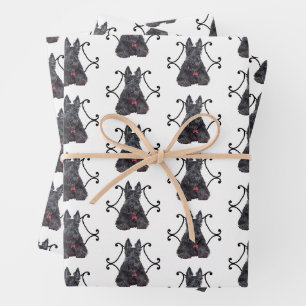 Scottish Terrier in Scroll Frame Wrapping Paper Sheet
