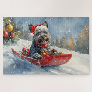 Scottish Terrier in Sledge Let it Snow Christmas Jigsaw Puzzle