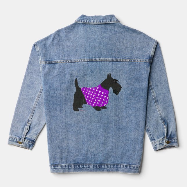 Scottish Terrier in Warm Sweater Denim Jacket (Back)