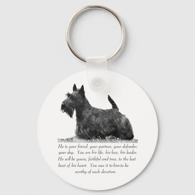 Scottish Terrier Keepsake - MALE Dog Keychain (Front)