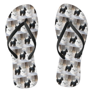 Scottish Terrier Let It Snow Christmas Flip Flops
