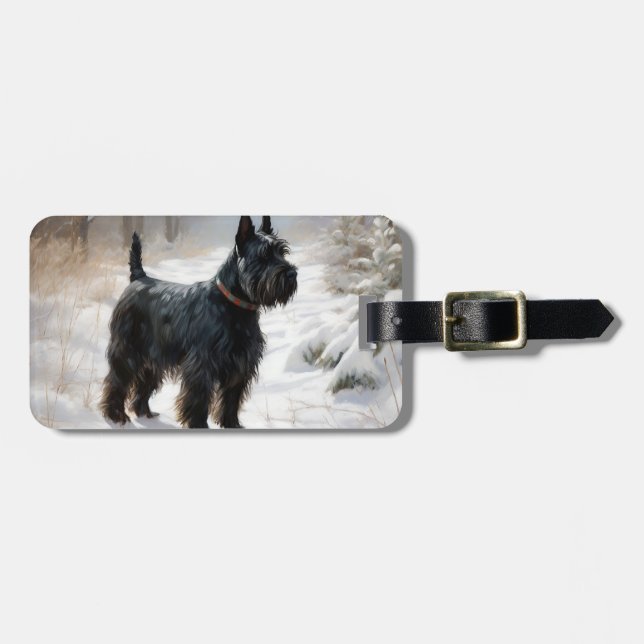 Scottish Terrier Let It Snow Christmas Luggage Tag (Front Horizontal)