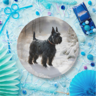 Scottish Terrier Let It Snow Christmas Paper Plate
