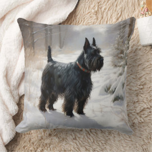 Scottish Terrier Let It Snow Christmas Throw Pillow