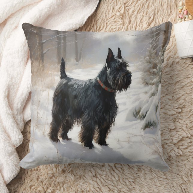 Scottish Terrier Let It Snow Christmas Throw Pillow (Blanket)