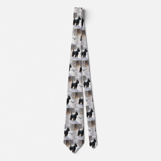 Scottish Terrier Let It Snow Christmas Tie (Front)
