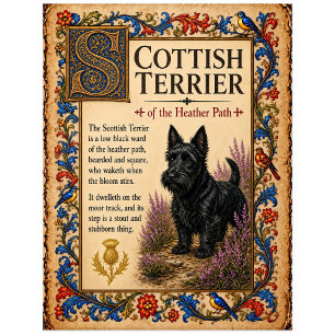 Scottish Terrier, Medieval Bestiary Art Postcard