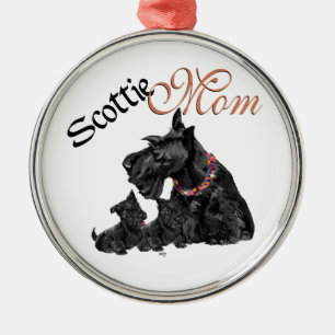 Scottish Terrier Mom & Pups Metal Ornament