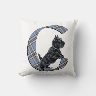 Scottish Terrier Monogram C Coussin
