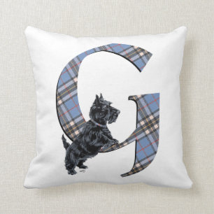 Scottish Terrier Monogram G Pillow