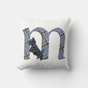 Scottish Terrier Monogram M Pillow