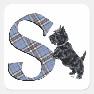 Scottish Terrier Monogram S Square Sticker