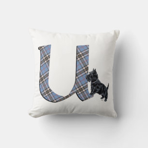 Scottish Terrier Monogram U Pillow