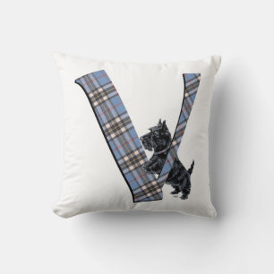 Scottish Terrier Monogram V Pillow