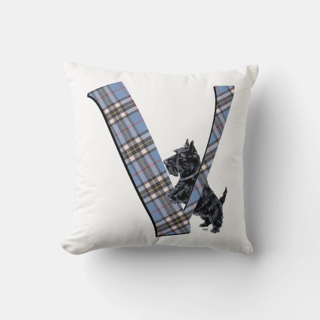 Scottish Terrier Monogram V Pillow (Front)