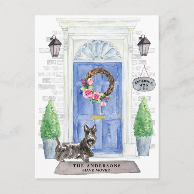 Scottish Terrier Moving Announcement Postcard (Front)