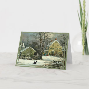 Scottish Terrier Old Fashioned Winter Card