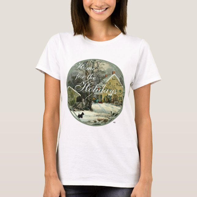 Scottish Terrier Old Fashioned Winter T-Shirt (Front)