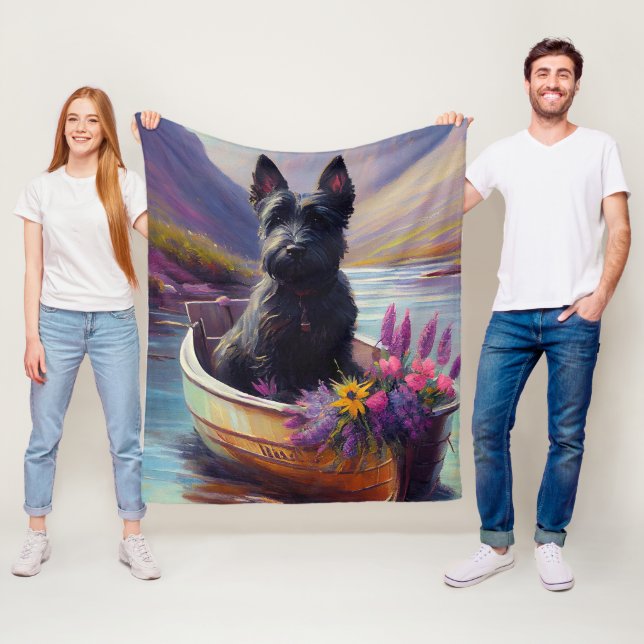 Scottish Terrier on a Paddle: A Scenic Adventure Fleece Blanket (In Situ)
