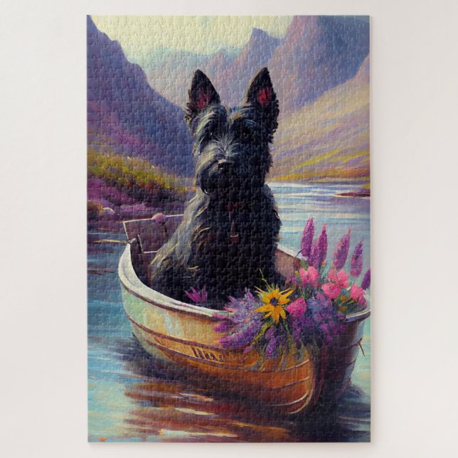 Scottish Terrier on a Paddle: A Scenic Adventure Jigsaw Puzzle (Vertical)
