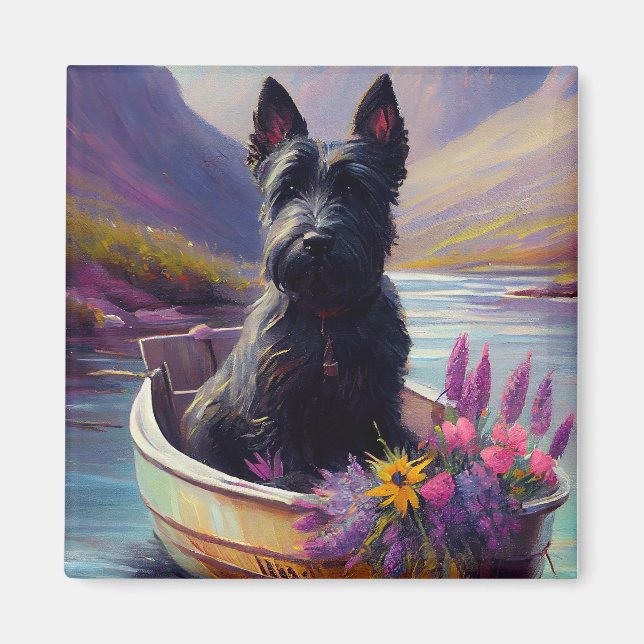Scottish Terrier on a Paddle: A Scenic Adventure Magnet (Front)
