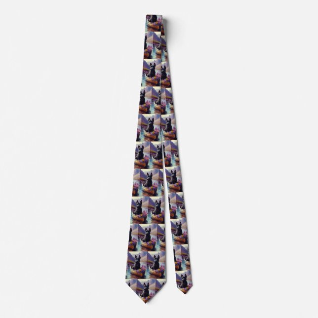 Scottish Terrier on a Paddle: A Scenic Adventure Tie (Front)