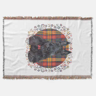 Scottish Terrier on Tartan Throw Blanket