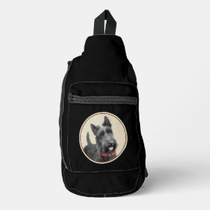 Scottish Terrier Painting Black Original Dog Art Sling Bag