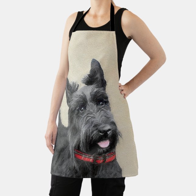 Scottish Terrier Painting - Cute Original Dog Art Apron (Insitu)