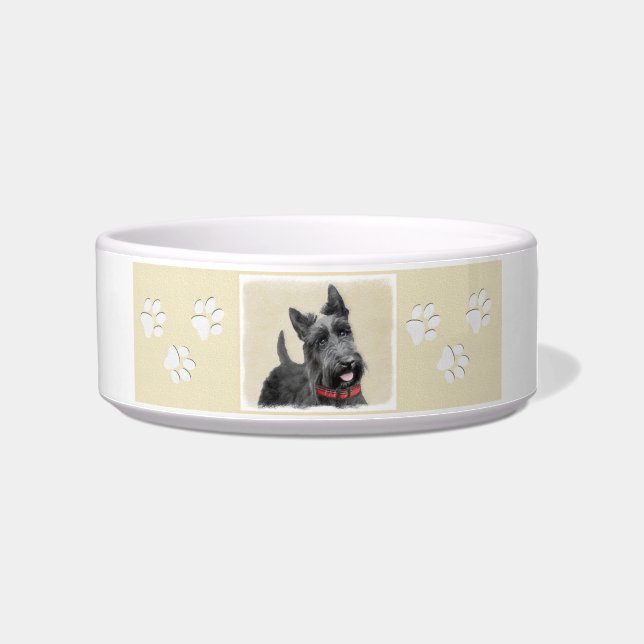 Scottish Terrier Painting - Cute Original Dog Art Bowl (Right)