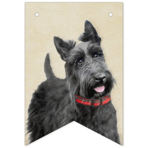 Scottish Terrier Painting - Cute Original Dog Art Bunting Flags